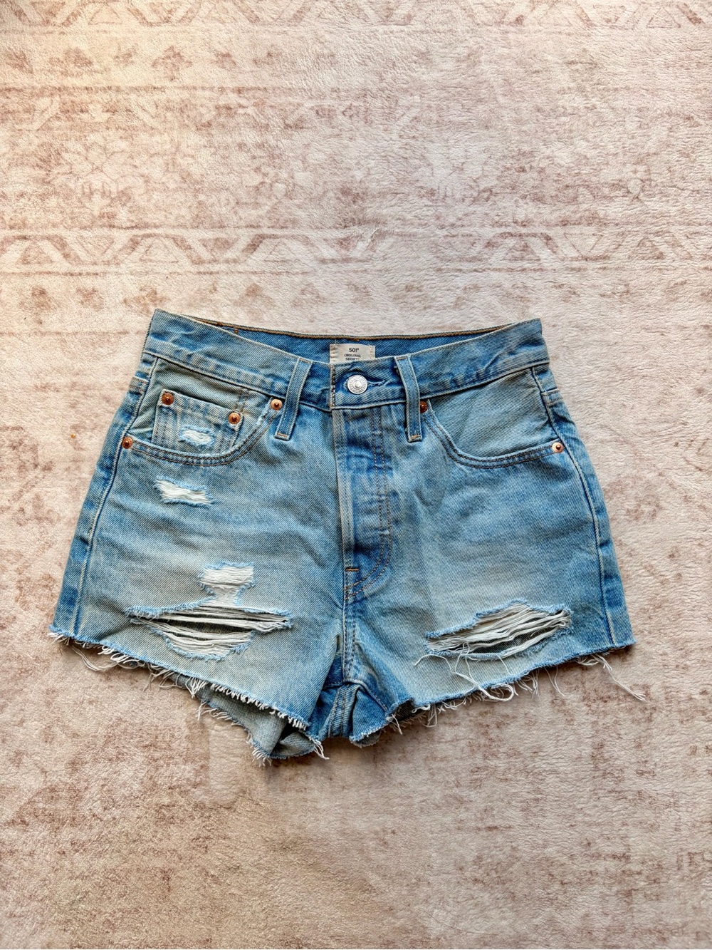 Levi's Light Blue Distressed Denim Cutoff Shorts